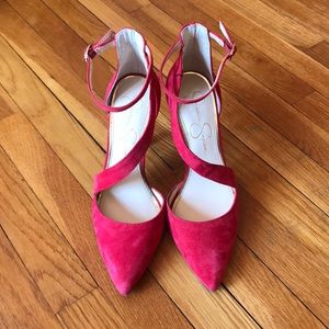 Red Suede Jessica Simpson Heels